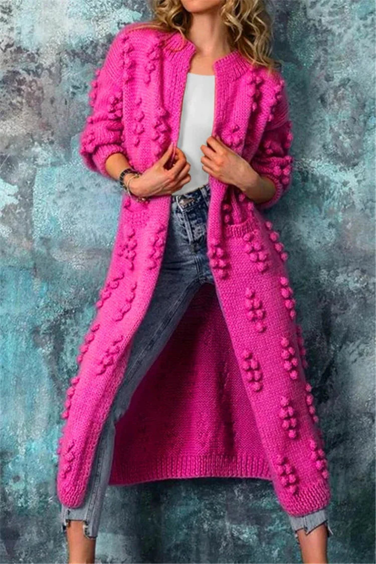 Women’s Long Knitted Bobble Cardigan