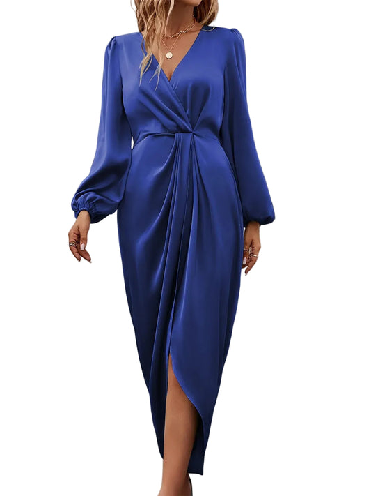 Women’s Long Sleeve Draped Midi Dress