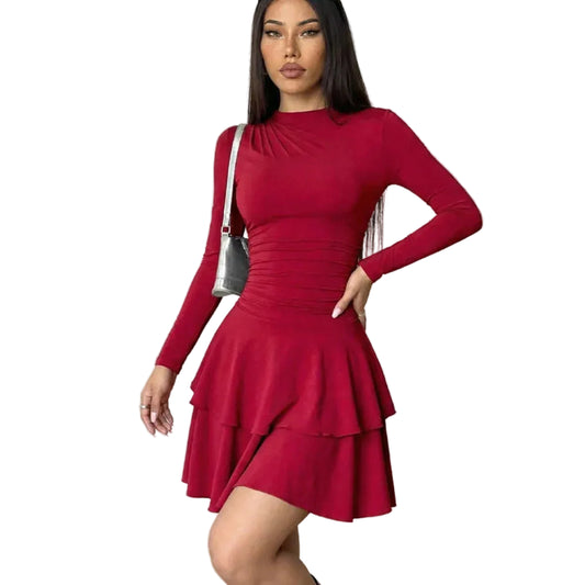 Women’s Long Sleeve Ruffle Mini Dress