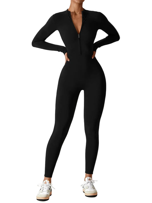 Women’s Long Sleeve Zip Front Jumpsuit