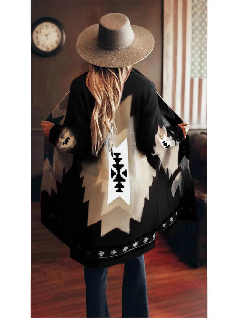 Women’s Longline Patterned Cardigan