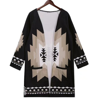 Women’s Longline Patterned Cardigan