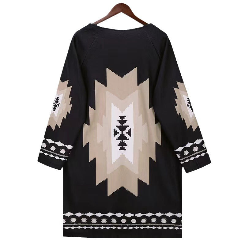 Women’s Longline Patterned Cardigan