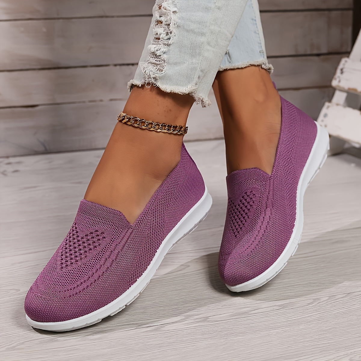 Women's Low-Top Slip-On Sneakers with Textured Finish