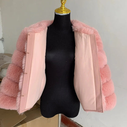 Women’s Luxury Faux Fur Cropped Jacket