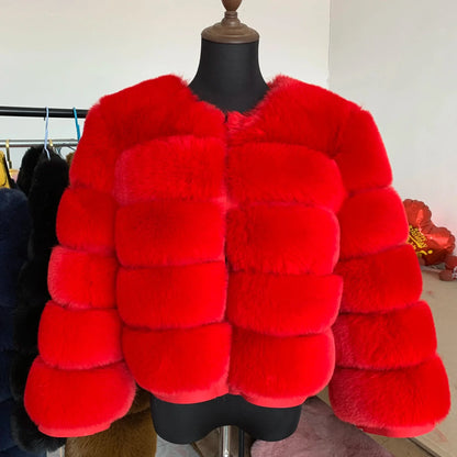 Women’s Luxury Faux Fur Cropped Jacket