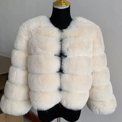 Women’s Luxury Faux Fur Cropped Jacket