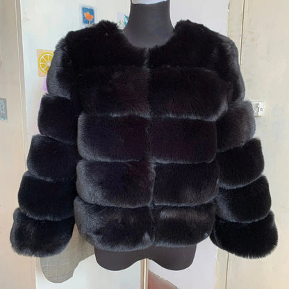 Women’s Luxury Faux Fur Cropped Jacket