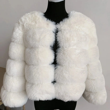 Women’s Luxury Faux Fur Cropped Jacket