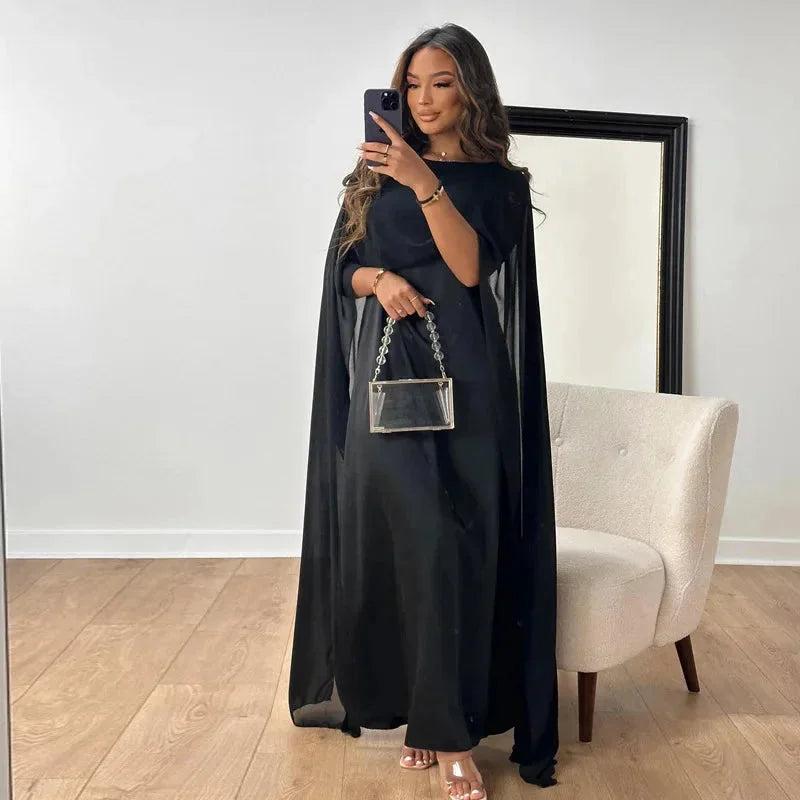 Women’s Maxi Flowing Cape Sleeve Dress