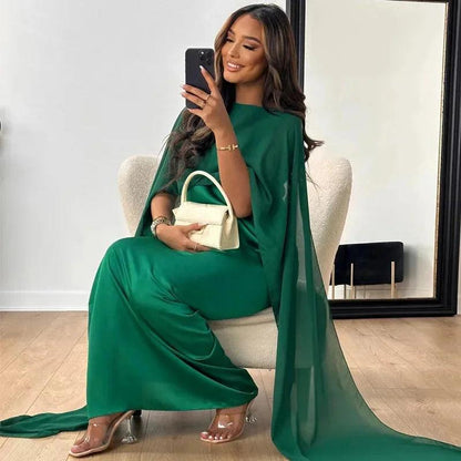 Women’s Maxi Flowing Cape Sleeve Dress