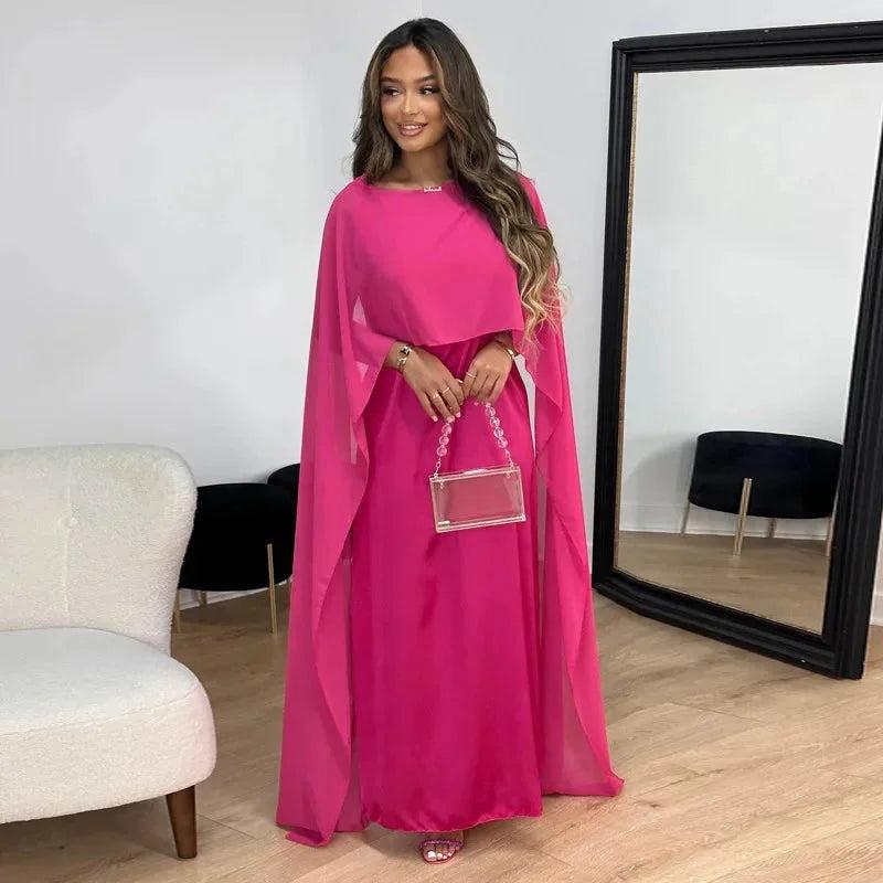 Women’s Maxi Flowing Cape Sleeve Dress