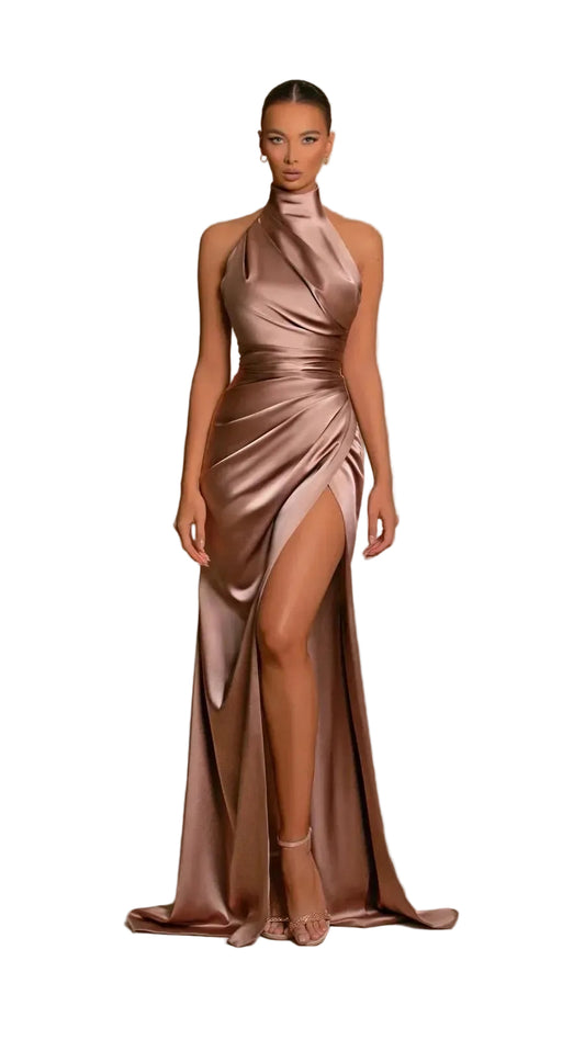 Women’s Maxi Satin Halter Dress