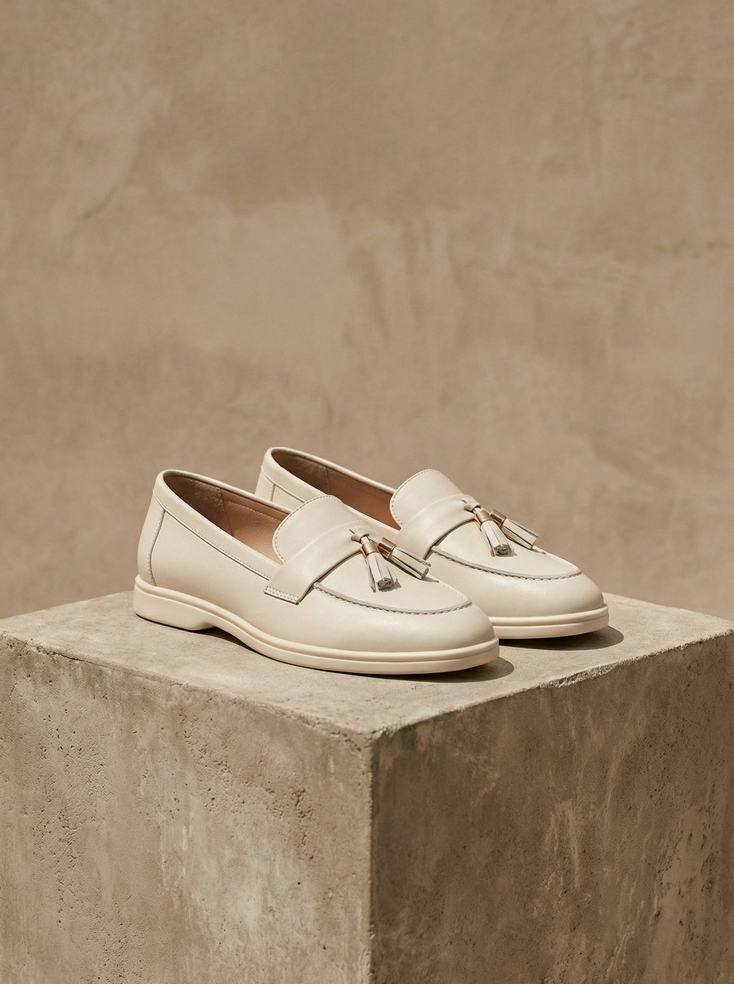 Women's Metallic Circle Decor Leather Loafers