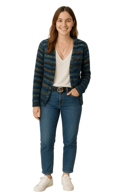 Women’s Multi-Color Open-Front Knit Cardigan