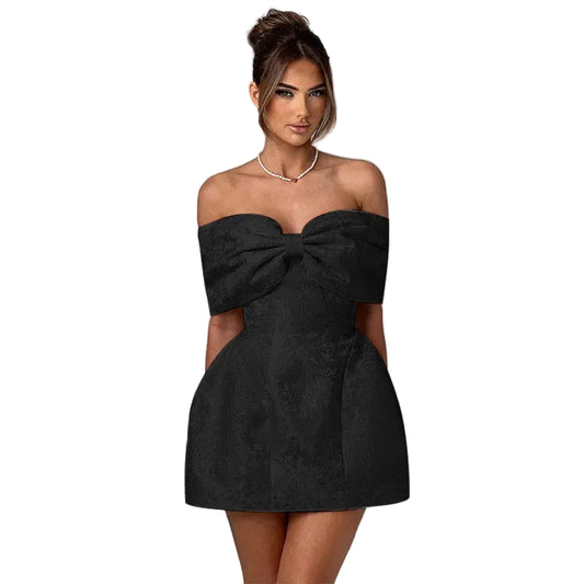 Women’s Off Shoulder Bow Mini Dress