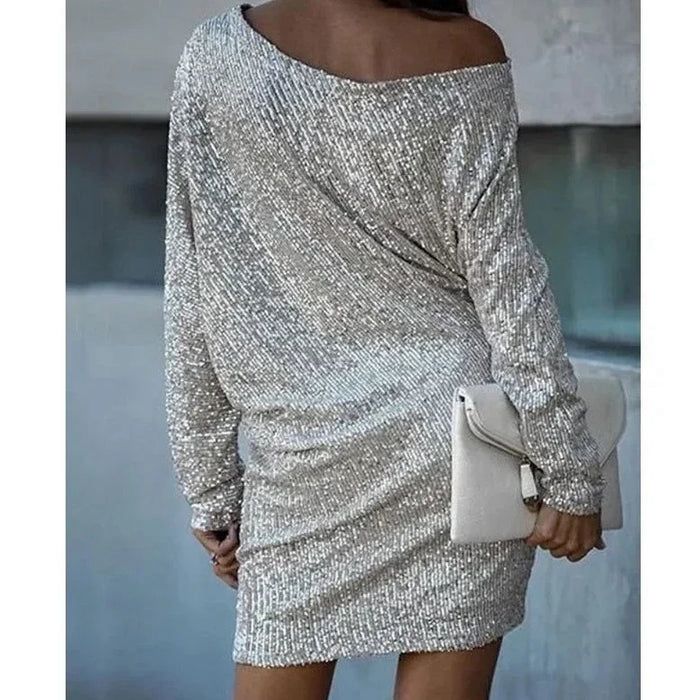 Women’s One-Shoulder Shimmer Mini Dress