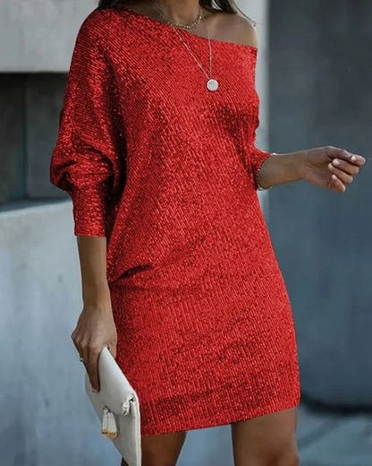 Women’s One-Shoulder Shimmer Mini Dress