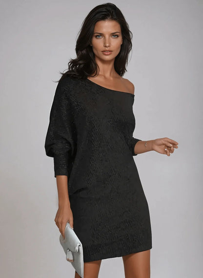 Women’s One-Shoulder Shimmer Mini Dress