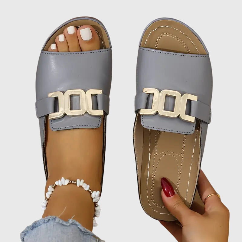 Women's Open-Toe Buckle Strap Flat Sandals