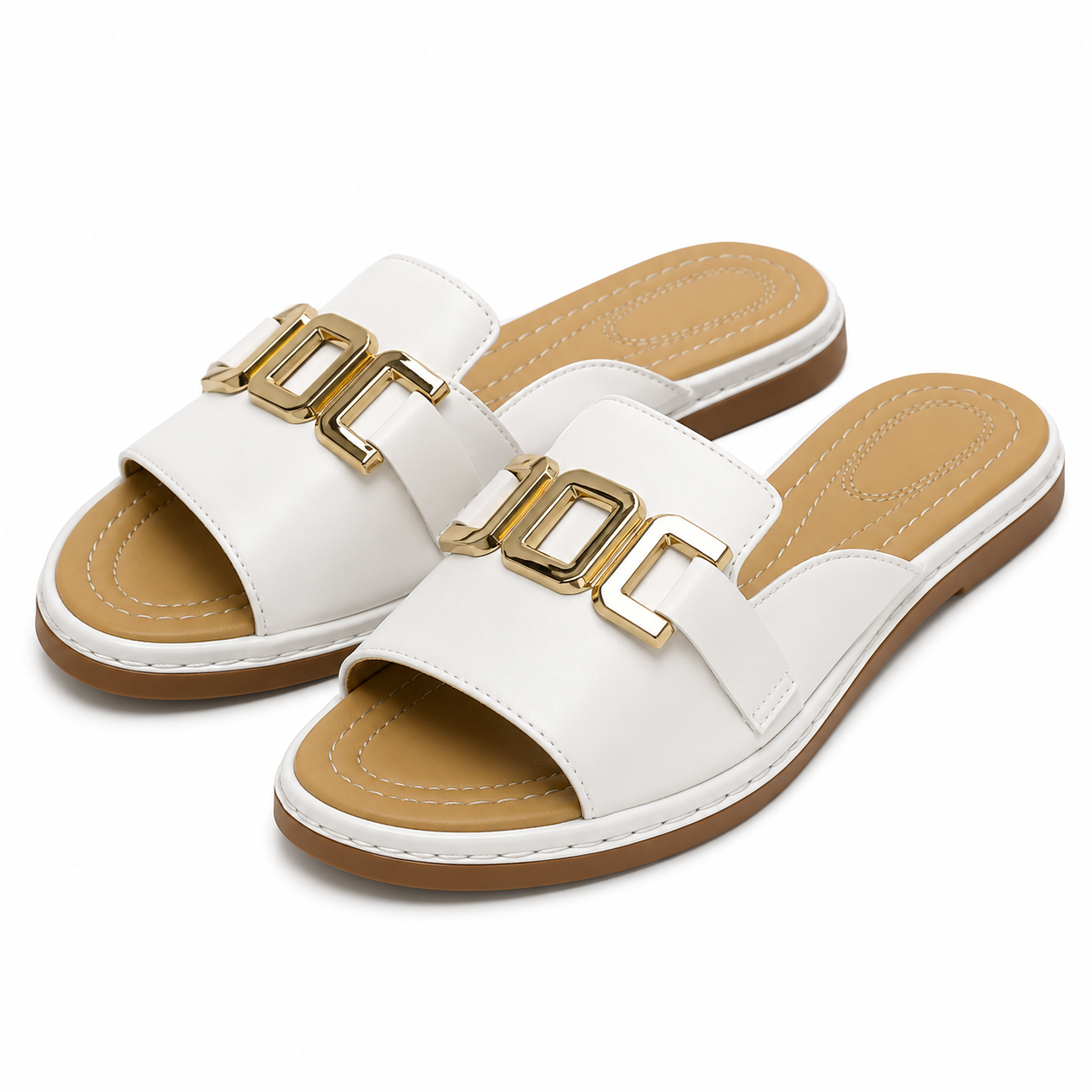 Women's Open-Toe Buckle Strap Flat Sandals