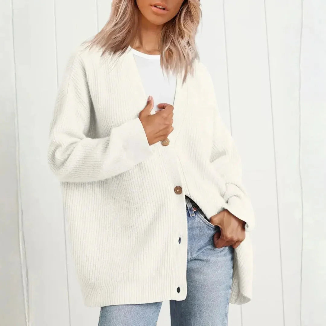 Women’s Oversized Knit Cardigan with Button Closure