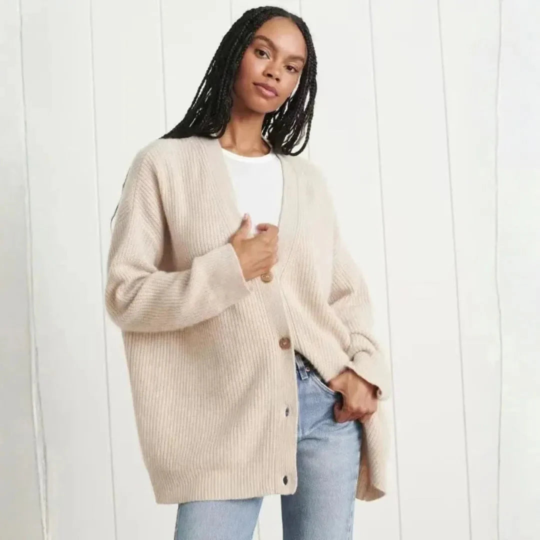 Women’s Oversized Knit Cardigan with Button Closure