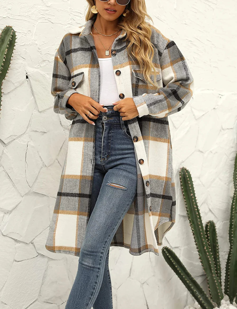 Women’s Oversized Plaid Shirt Jacket