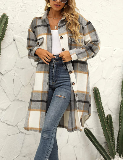 Women’s Oversized Plaid Shirt Jacket