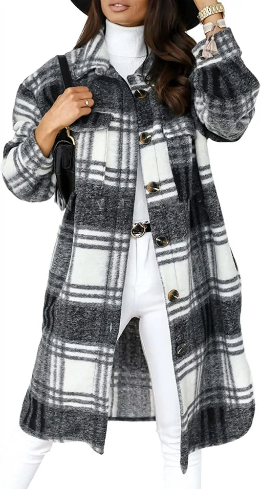Women’s Oversized Plaid Shirt Jacket