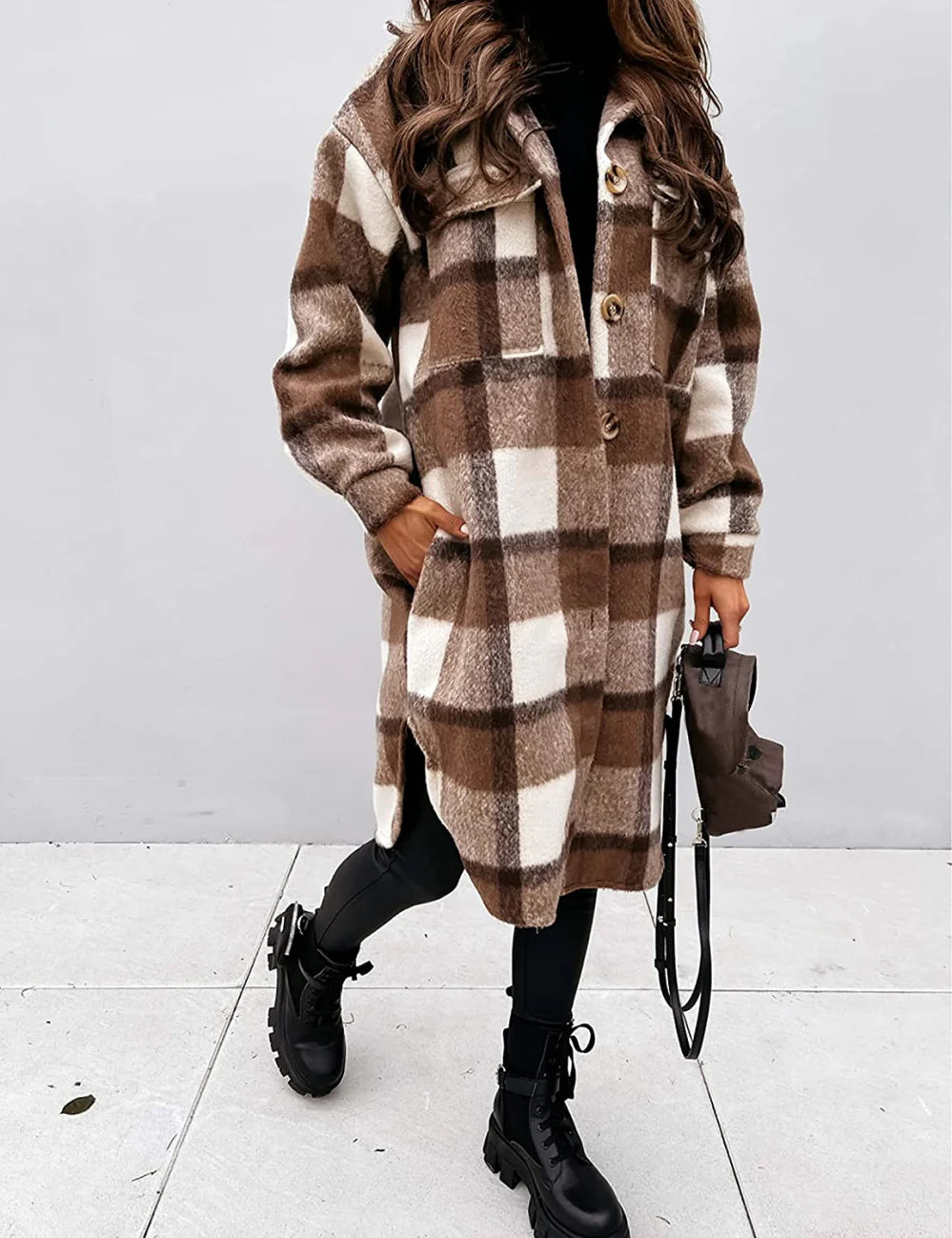 Women’s Oversized Plaid Shirt Jacket