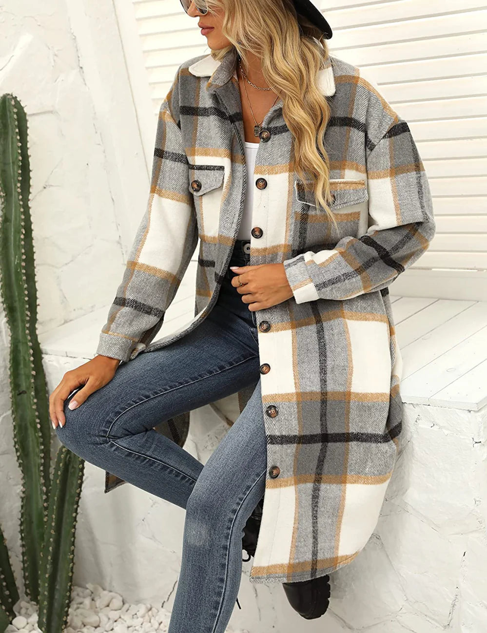 Women’s Oversized Plaid Shirt Jacket