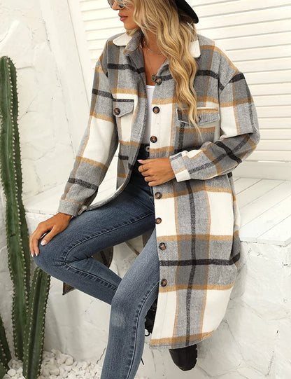 Women’s Oversized Plaid Shirt Jacket