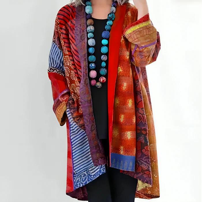 Women’s Patchwork Open-Front Cardigan