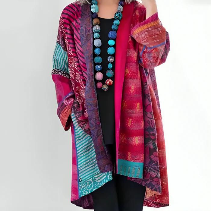 Women’s Patchwork Open-Front Cardigan