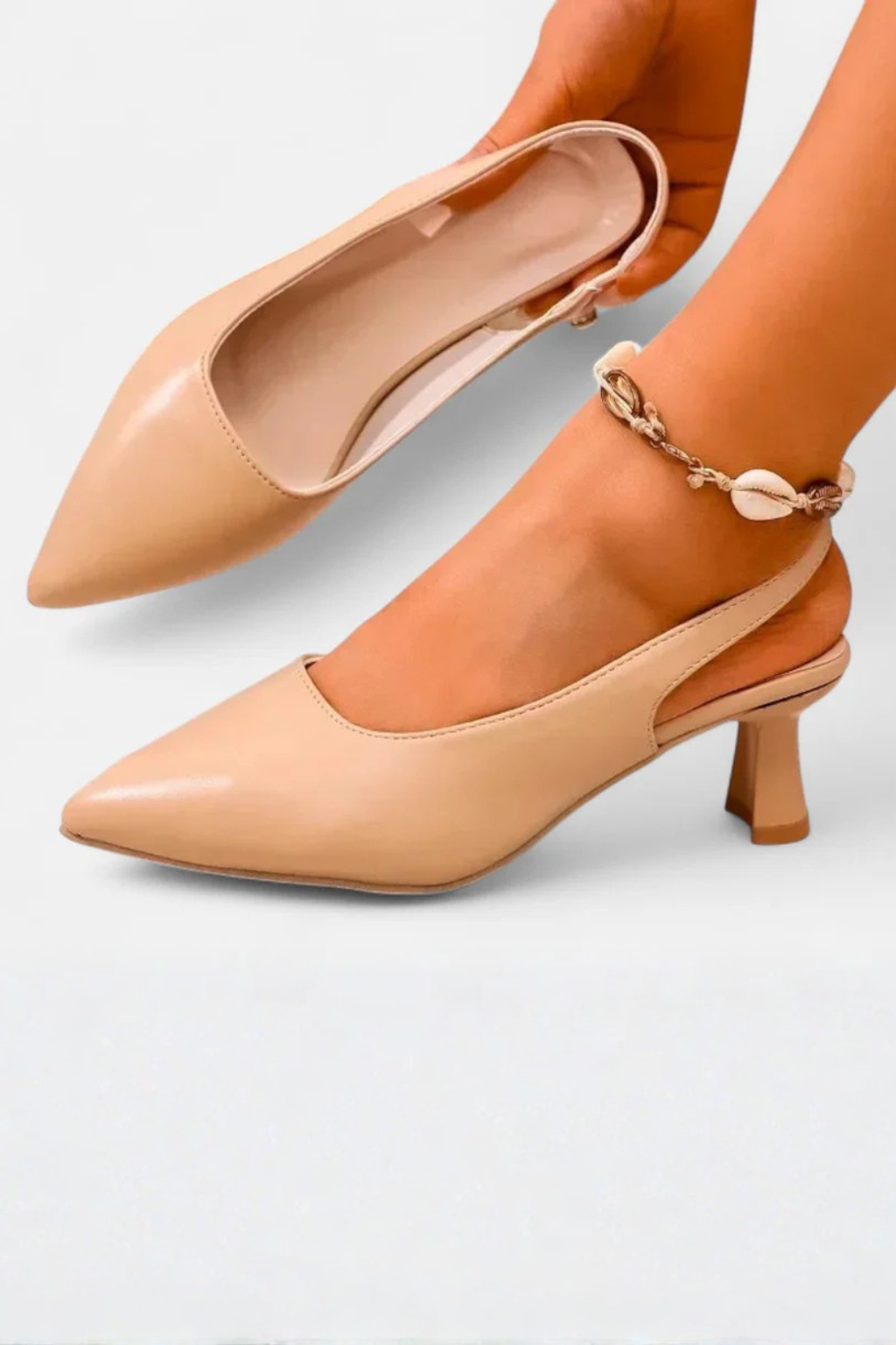 Women's Pointed Toe Slingback Kitten Heels