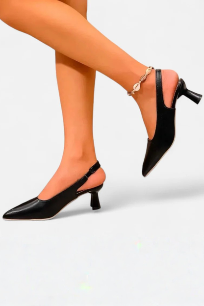 Women's Pointed Toe Slingback Kitten Heels