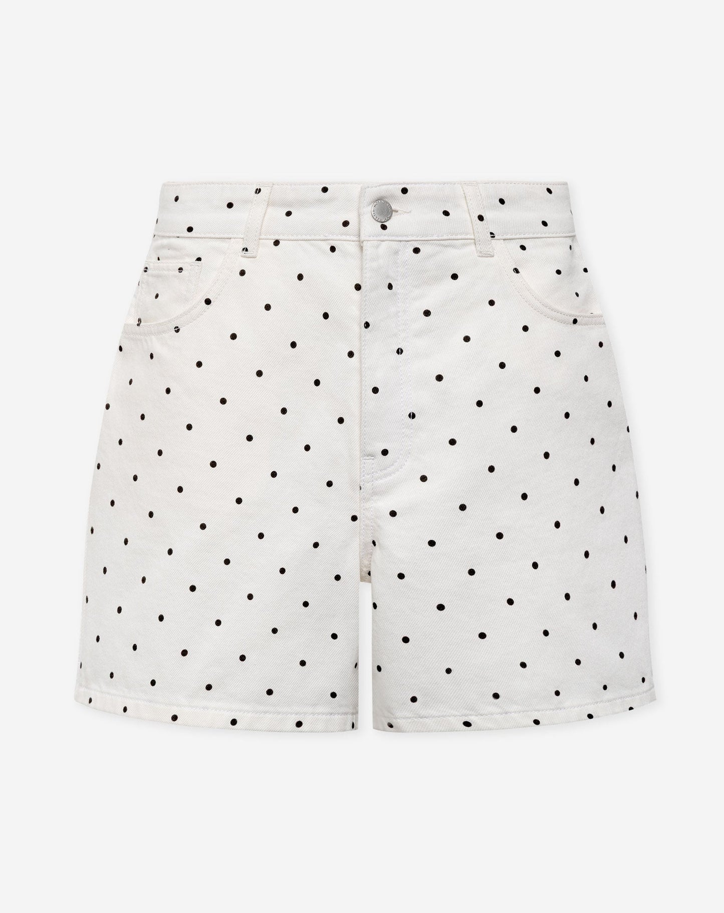 Women's Polka Dot Denim Shorts White