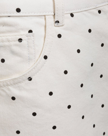 Women's Polka Dot Denim Shorts White