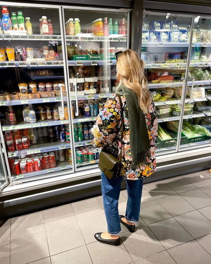 Women’s Quilted Floral Jacket with Open Front Design