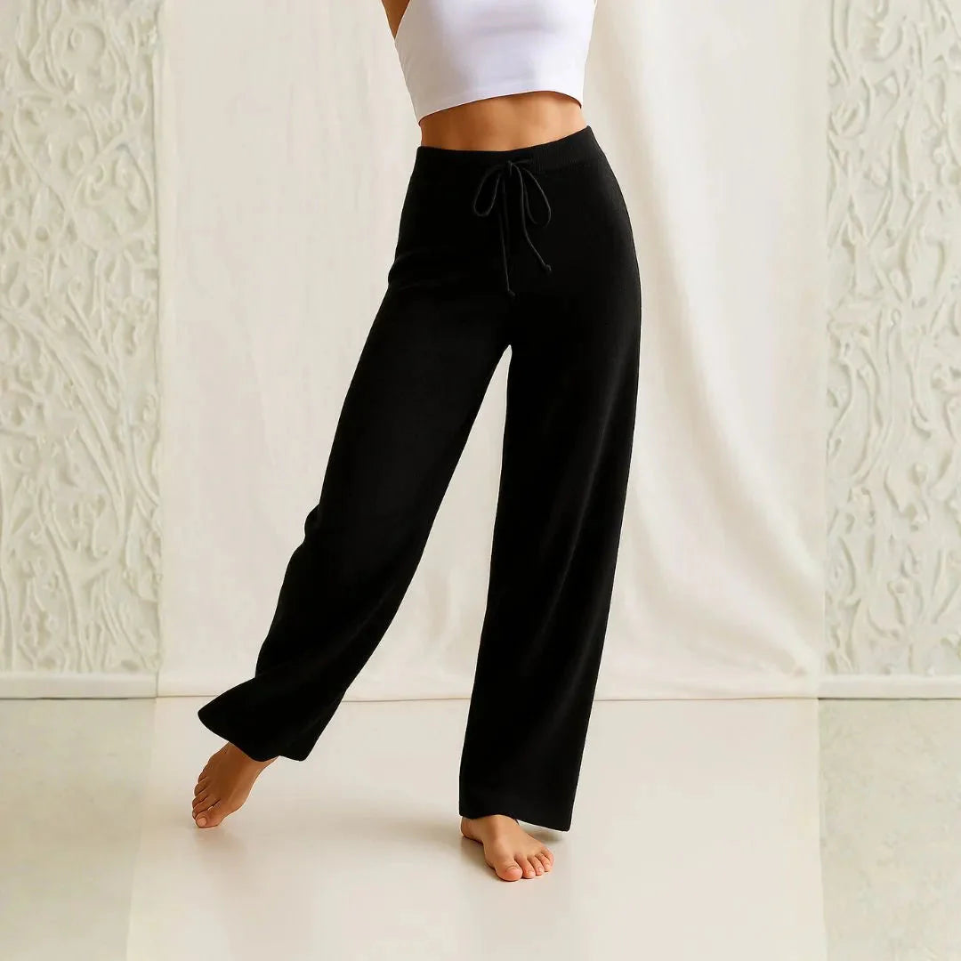Women’s Relaxed Knit Trousers with Drawstring Waist