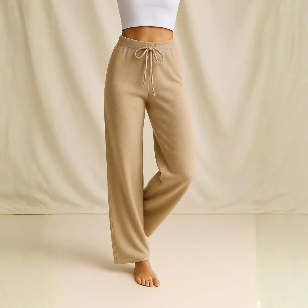 Women’s Relaxed Knit Trousers with Drawstring Waist