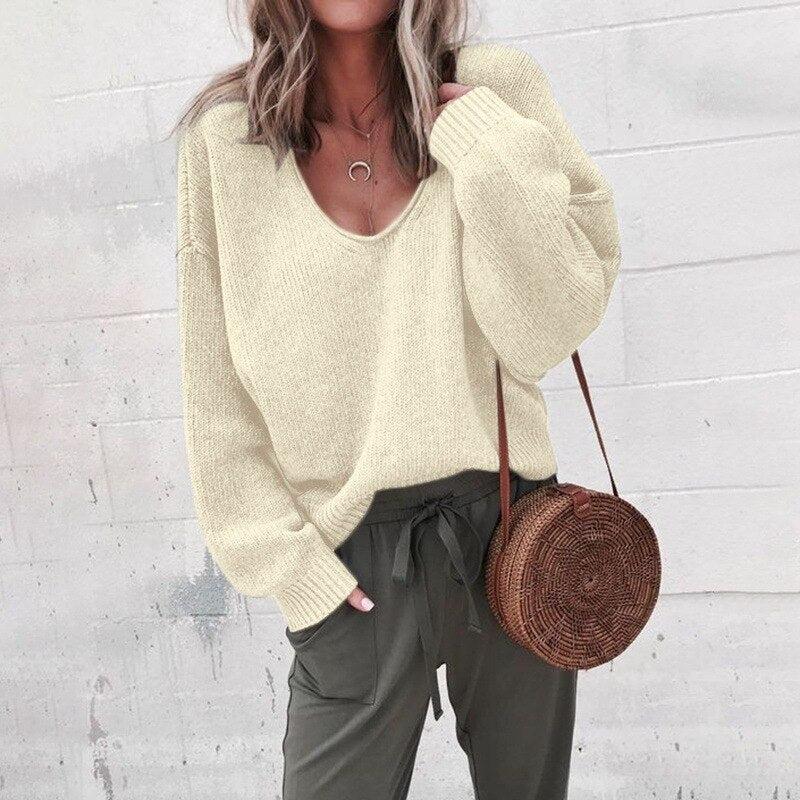 Women’s Relaxed V-Neck Knit Sweater