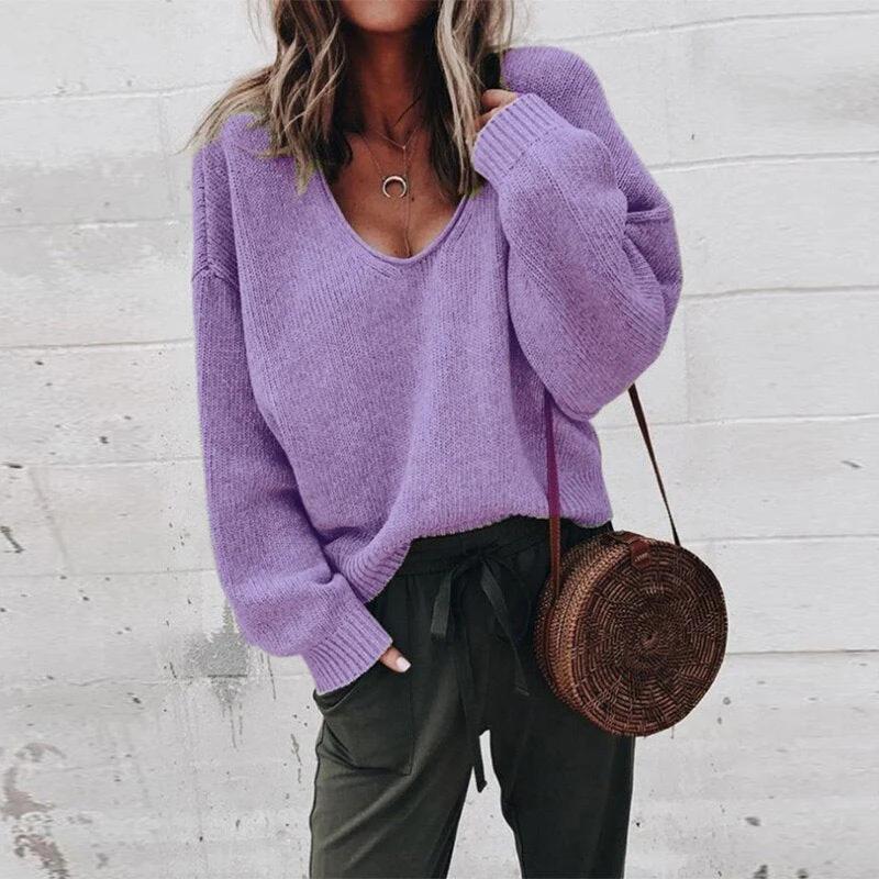 Women’s Relaxed V-Neck Knit Sweater