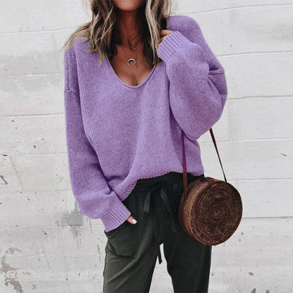 Women’s Relaxed V-Neck Knit Sweater