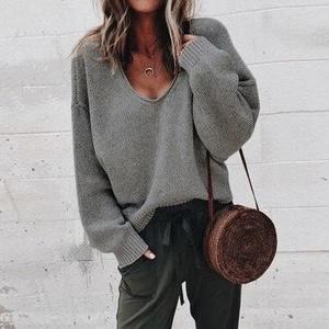 Women’s Relaxed V-Neck Knit Sweater