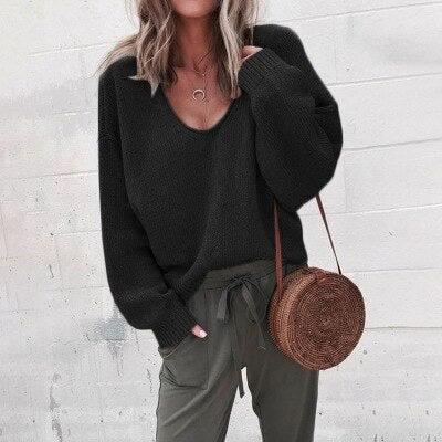 Women’s Relaxed V-Neck Knit Sweater