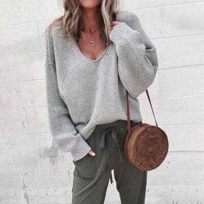 Women’s Relaxed V-Neck Knit Sweater