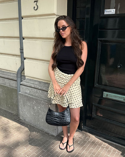 Women's Polka Dot Mini Skirt Butter Yellow