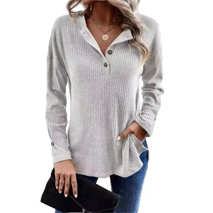 Women’s Ribbed Long Sleeve Button Shirt